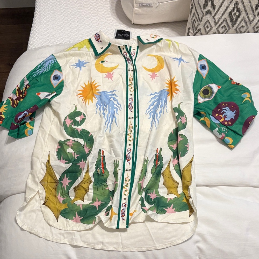 Colorful Graphic Button-Up Shirt